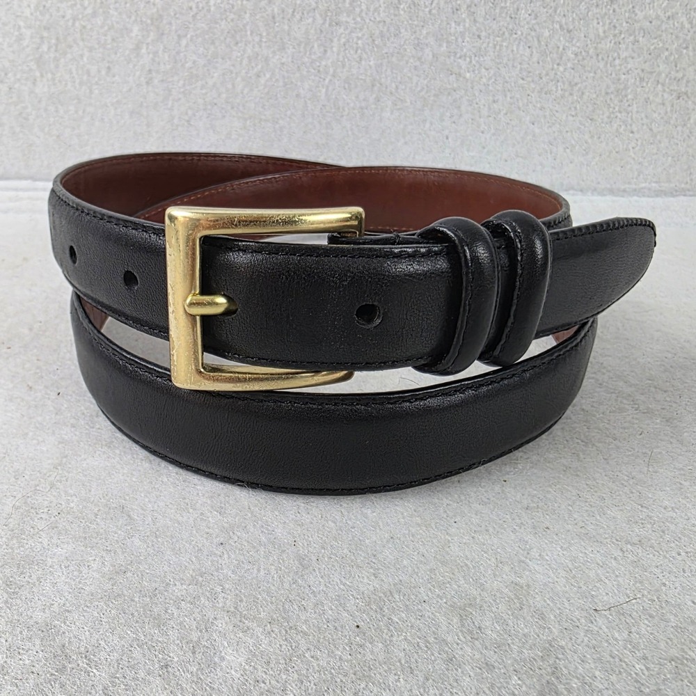 Coach 3883 Mens Black Leather Dress Belt Solid Brass Buckle Made in Italy 34